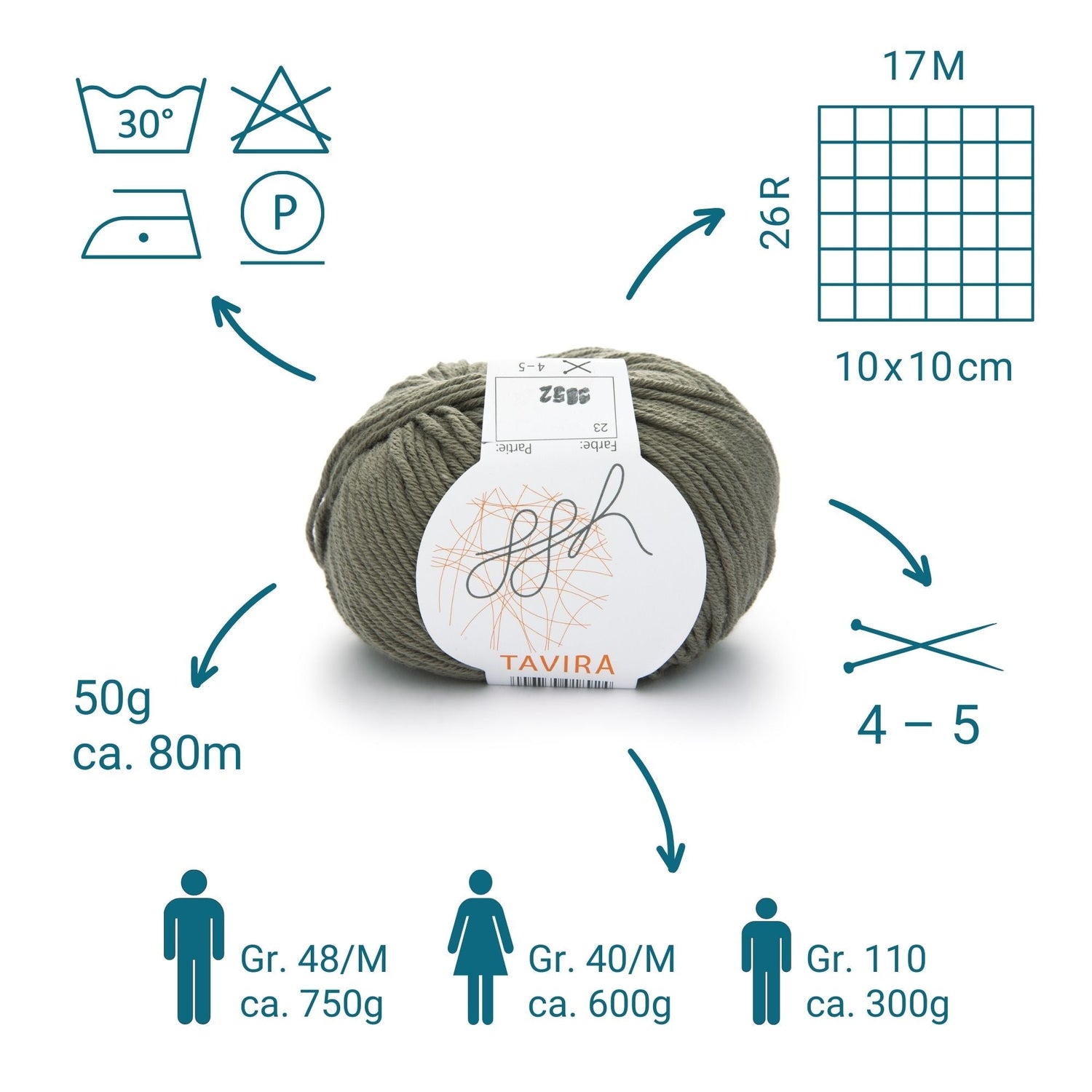 ggh Tavira | 100% Baumwolle | 80m/50g | 023 - Khaki - ggh Wolle