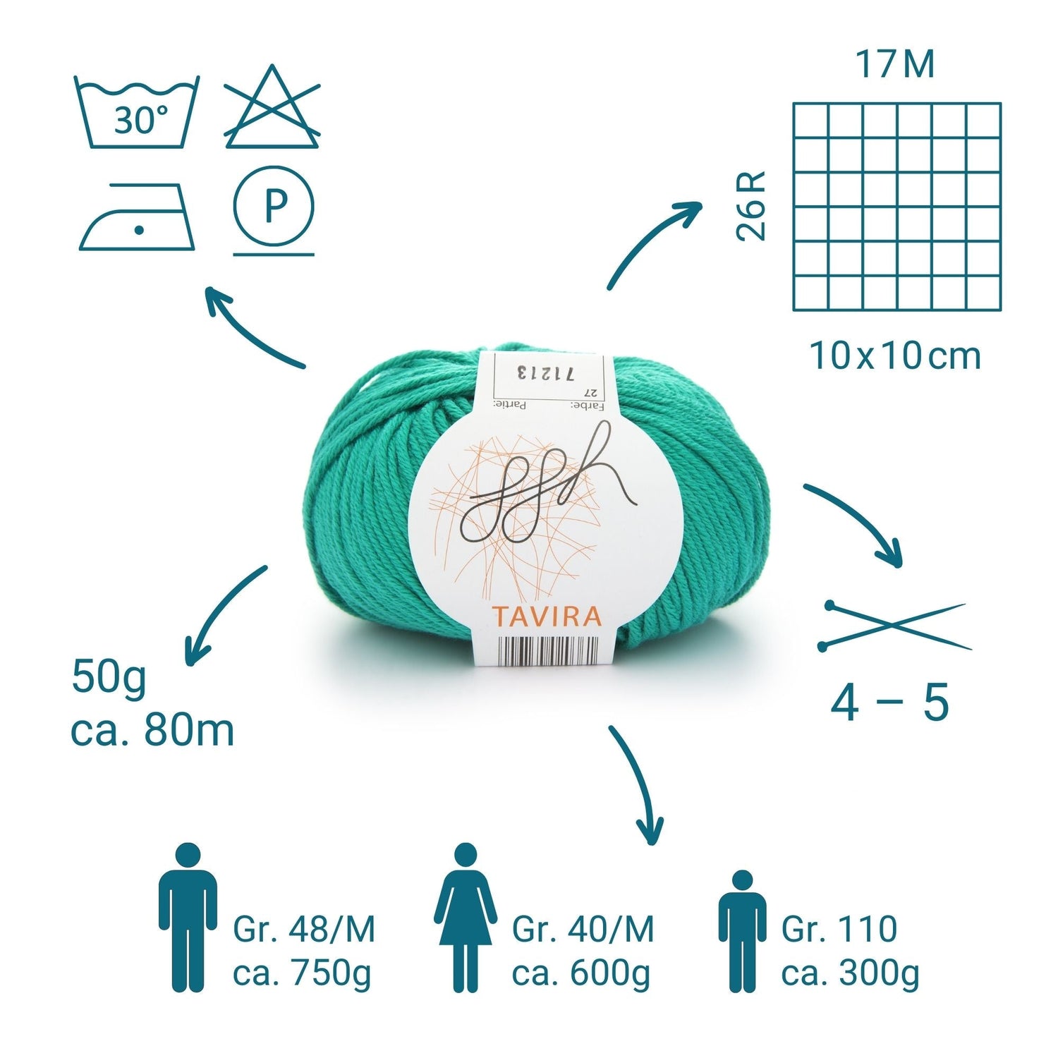 ggh Tavira | 100% Baumwolle | 80m/50g | 027 - Chromgrün - ggh Wolle