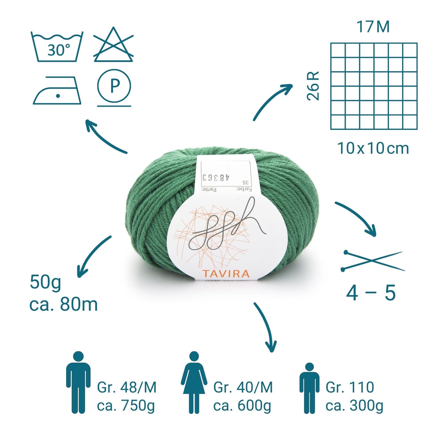 ggh Tavira | 100% Baumwolle | 80m/50g | 035 - Ozeangrün - ggh Wolle