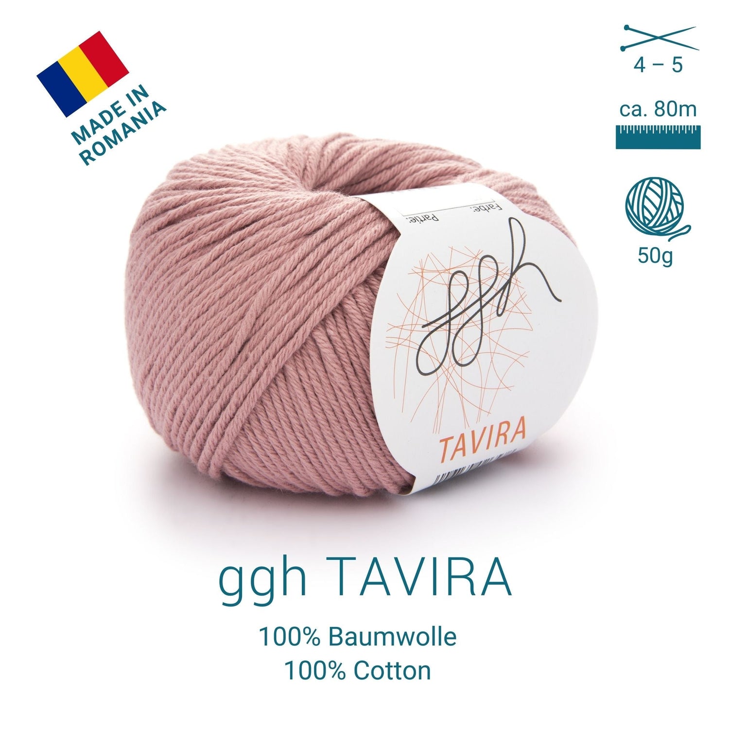 ggh Tavira | 100% Baumwolle | 80m/50g | 040 - Rosenholz - ggh Wolle