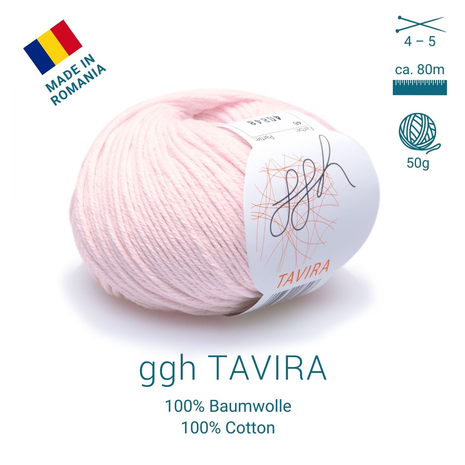 ggh Tavira | 100% Baumwolle | 80m/50g | 046 - Puder - Rosa - ggh Wolle