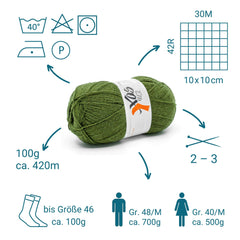 ElbSox Pier 4 | 100g Sockenwolle | 008 - Seetanggrün - ggh Wolle