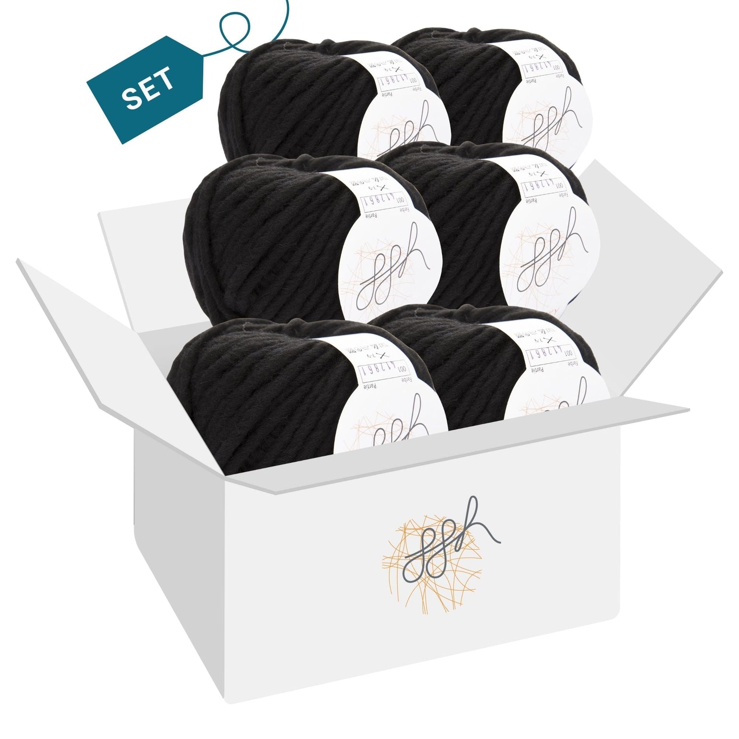 ggh Husky Box | 300g Set (6x50g) – 001 – Schwarz - ggh Wolle