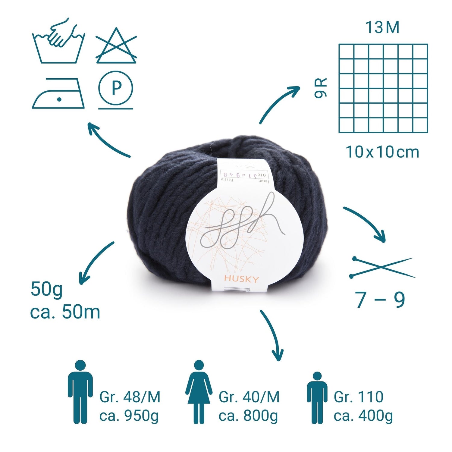 ggh Husky Box | 300g Set (6x50g) – 010 – Marine - ggh Wolle