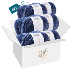 ggh Joker Box | 300g Set (6x50g) | 022 - Marine - Jeans - Blau meliert - ggh Wolle