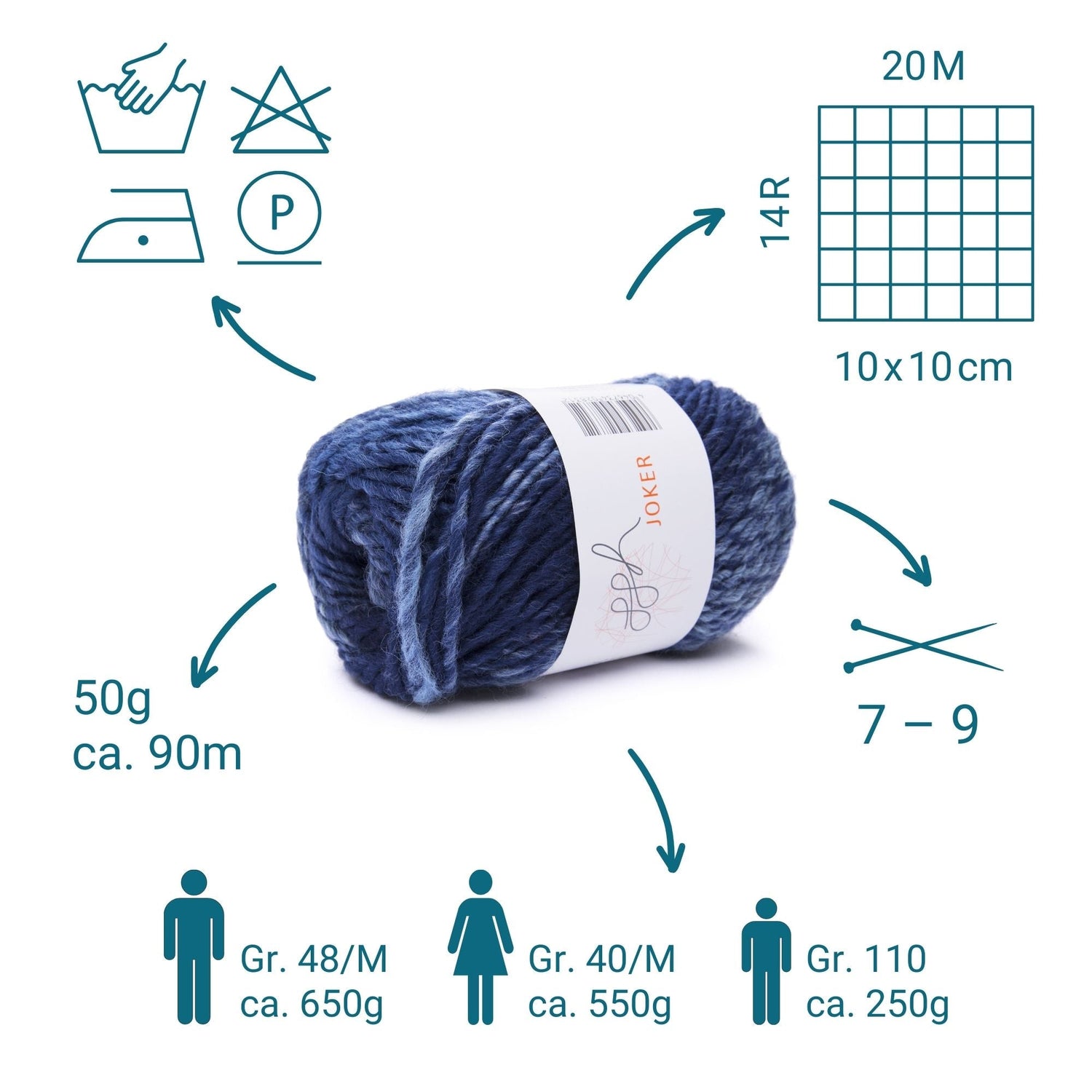 ggh Joker Box | 300g Set (6x50g) | 022 - Marine - Jeans - Blau meliert - ggh Wolle