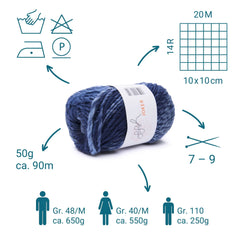 ggh Joker Box | 300g Set (6x50g) | 022 - Marine - Jeans - Blau meliert - ggh Wolle