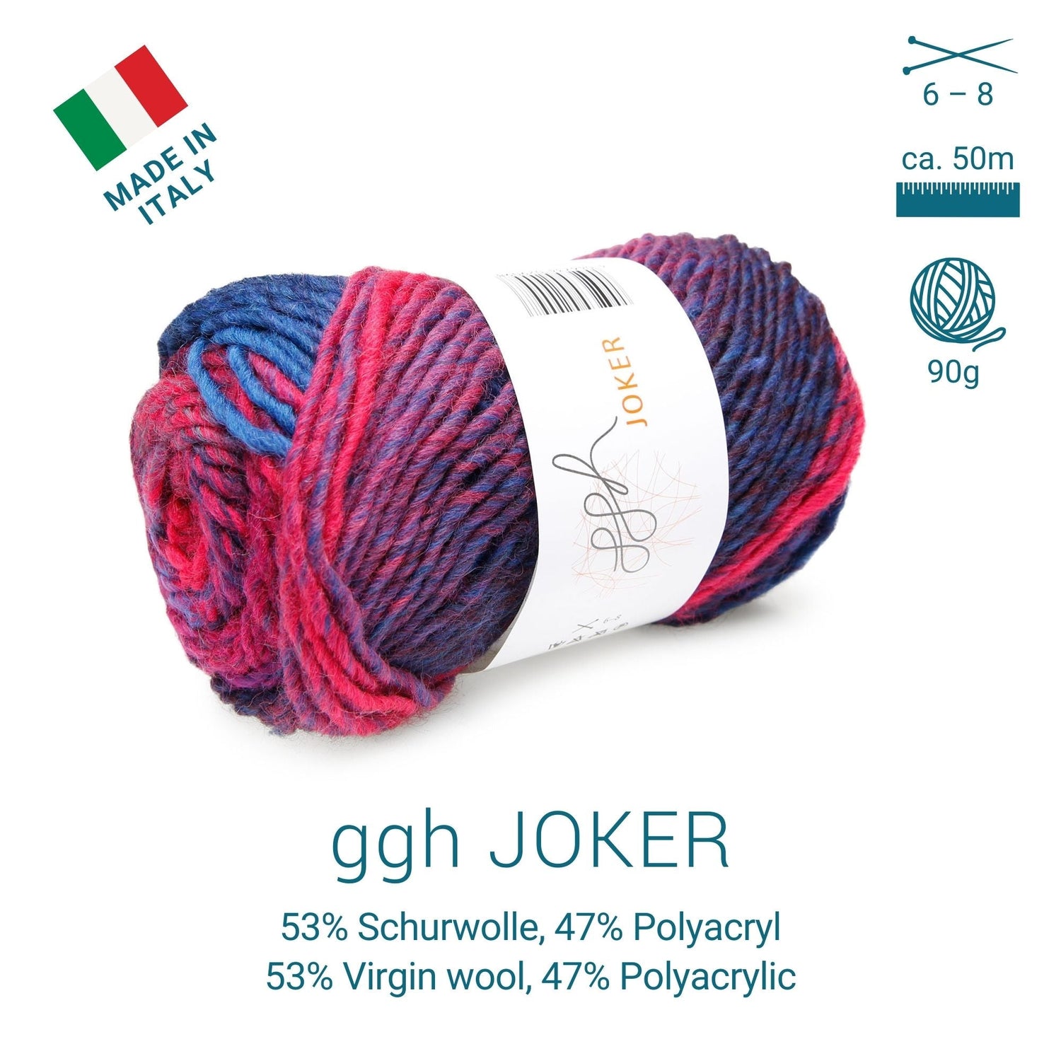 ggh Joker Box | 300g Set (6x50g) | 029 - Magenta - Blau meliert - ggh Wolle