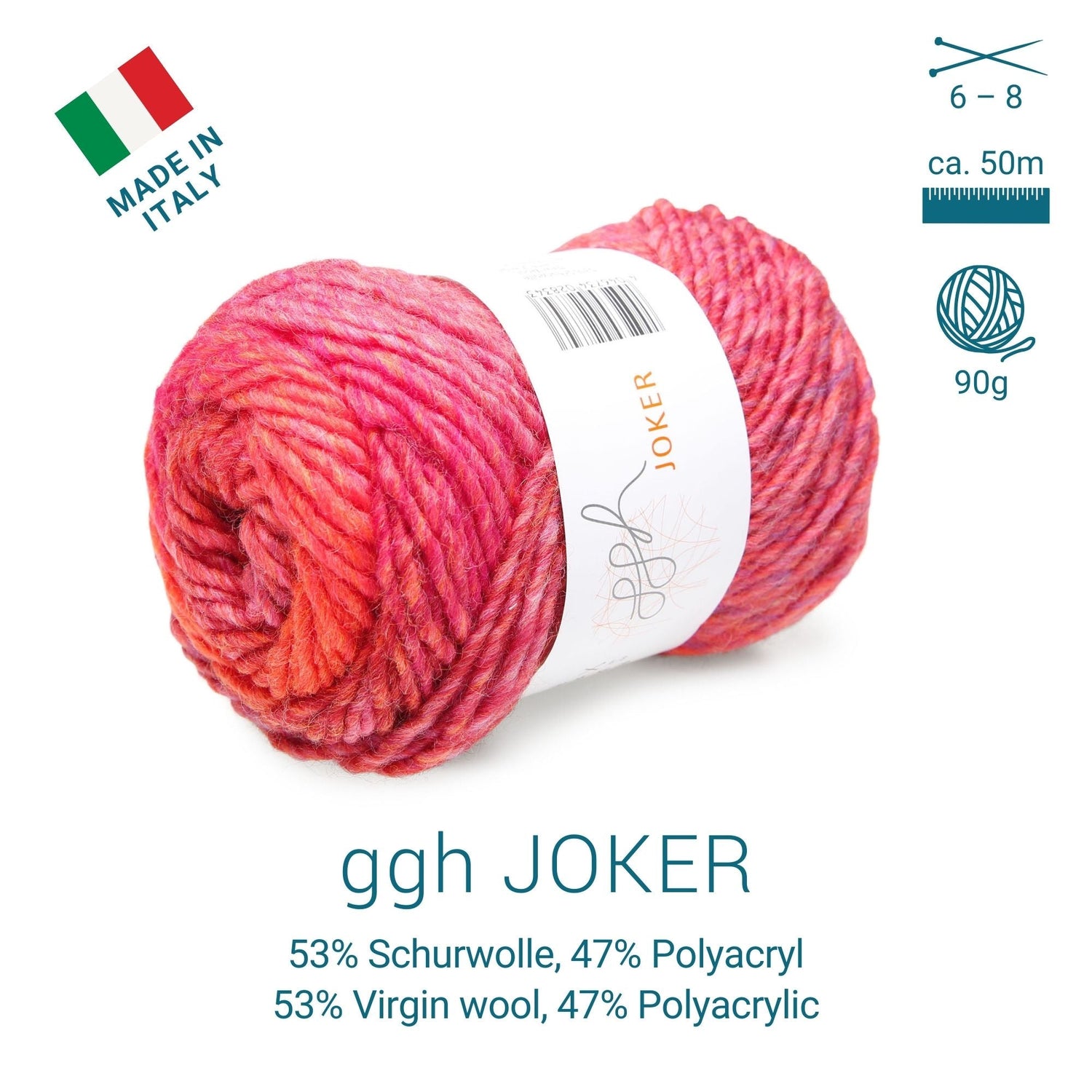 ggh Joker Box | 300g Set (6x50g) | 030 - Rot - Lila meliert - ggh Wolle