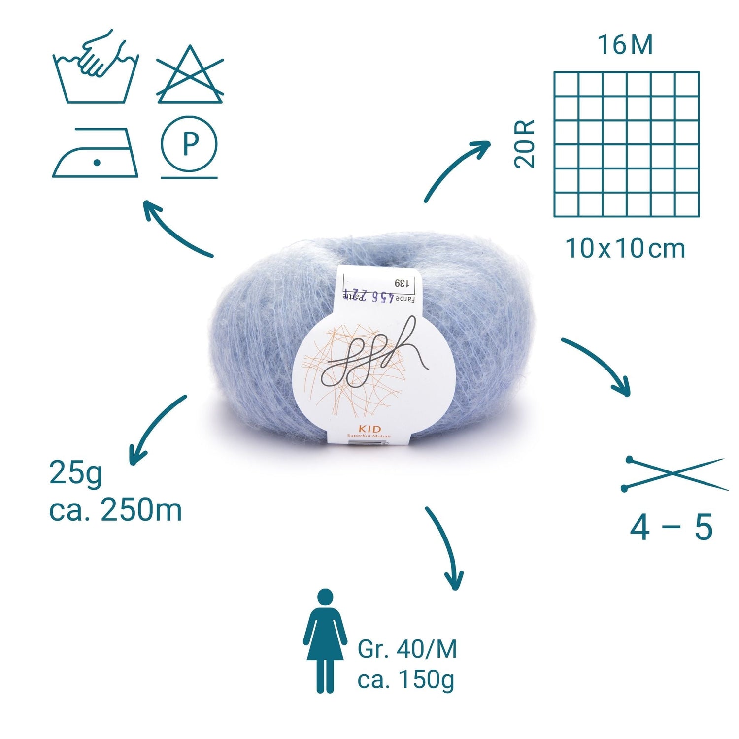 ggh Kid Box | 150g Set (6x25g)| 139 - Eisblau - ggh Wolle