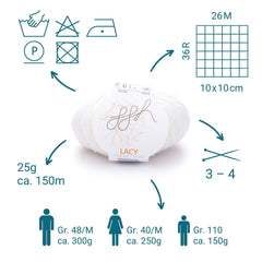 ggh Lacy | Merinowolle mit Seide | 25g - 150m | 001 - Wollweiß - ggh Wolle