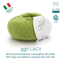 GGH Lacy | Merinowolle mit Seide | 25g - 150m | 006 - Apfelgrün - ggh Wolle