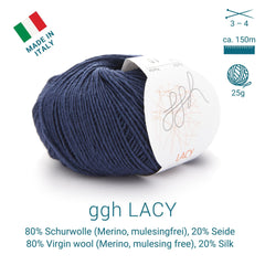 GGH Lacy | Merinowolle mit Seide | 25g - 150m | 013 - Dunkelblau - ggh Wolle