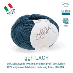 GGH Lacy | Merinowolle mit Seide | 25g - 150m | 025 - Petrol - ggh Wolle