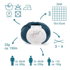 GGH Lacy | Merinowolle mit Seide | 25g - 150m | 025 - Petrol - ggh Wolle