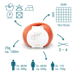 GGH Lacy | Merinowolle mit Seide | 25g - 150m | 026 - Herbstorange - ggh Wolle