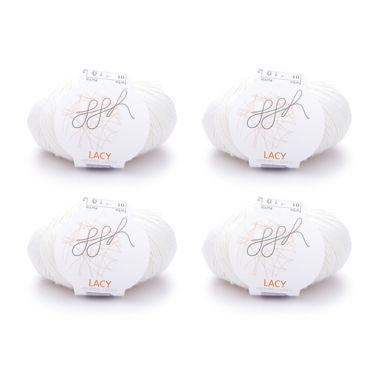 ggh Lacy | Set mit 4 x 25g (insg. 100g) - 001 - Wollweiß - ggh Wolle