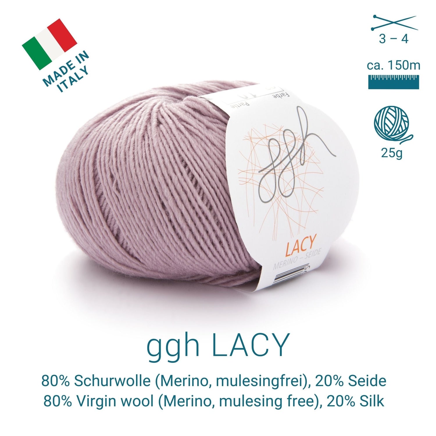 ggh Lacy | Set mit 4 x 25g (insg. 100g) - 002 - Rosa - ggh Wolle