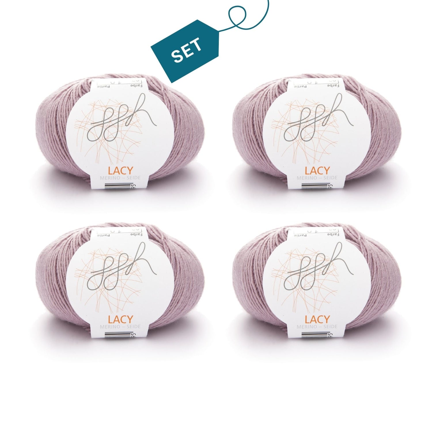ggh Lacy | Set mit 4 x 25g (insg. 100g) - 002 - Rosa - ggh Wolle