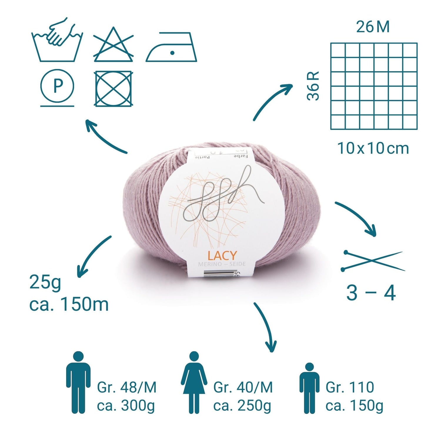 ggh Lacy | Set mit 4 x 25g (insg. 100g) - 002 - Rosa - ggh Wolle