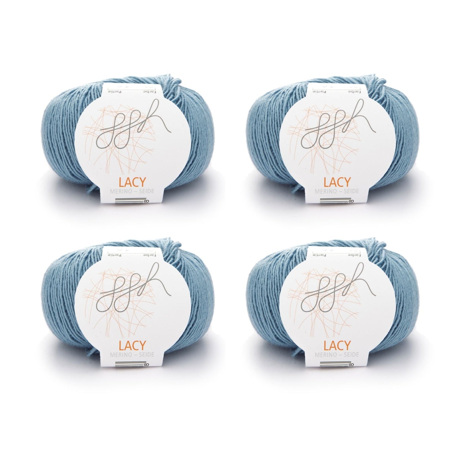 ggh Lacy | Set mit 4 x 25g (insg. 100g) - 004 - Eisblau - ggh Wolle
