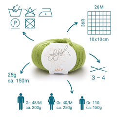 ggh Lacy | Set mit 4 x 25g (insg. 100g) - 006 - Apfelgrün - ggh Wolle