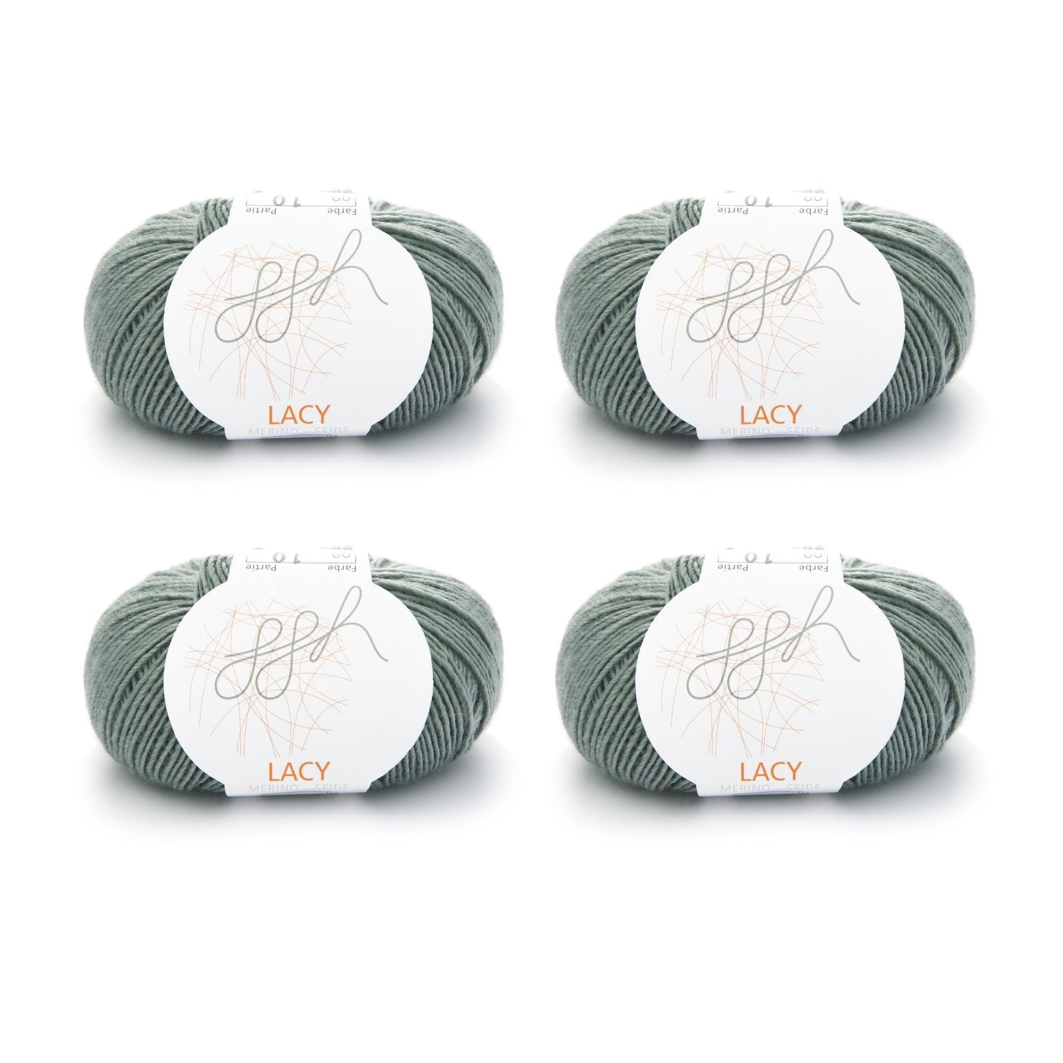 ggh Lacy | Set mit 4 x 25g (insg. 100g) - 009 - Grüngrau - ggh Wolle