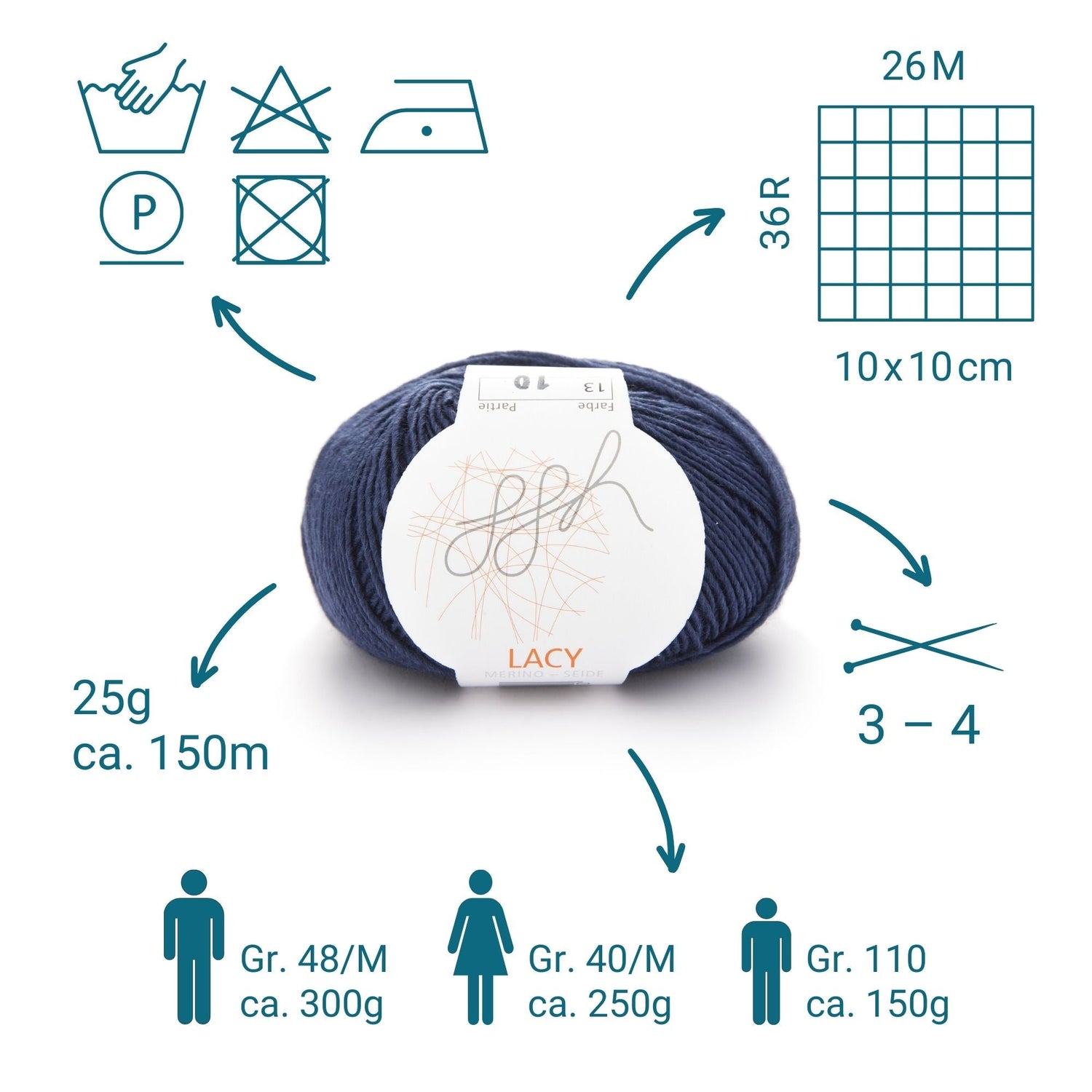 ggh Lacy | Set mit 4 x 25g (insg. 100g) - 013 - Dunkelblau - ggh Wolle