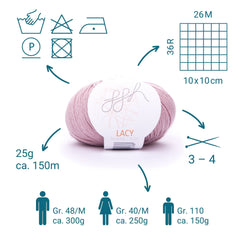 ggh Lacy | Set mit 4 x 25g (insg. 100g) - 015 - Pastell Rosa - ggh Wolle