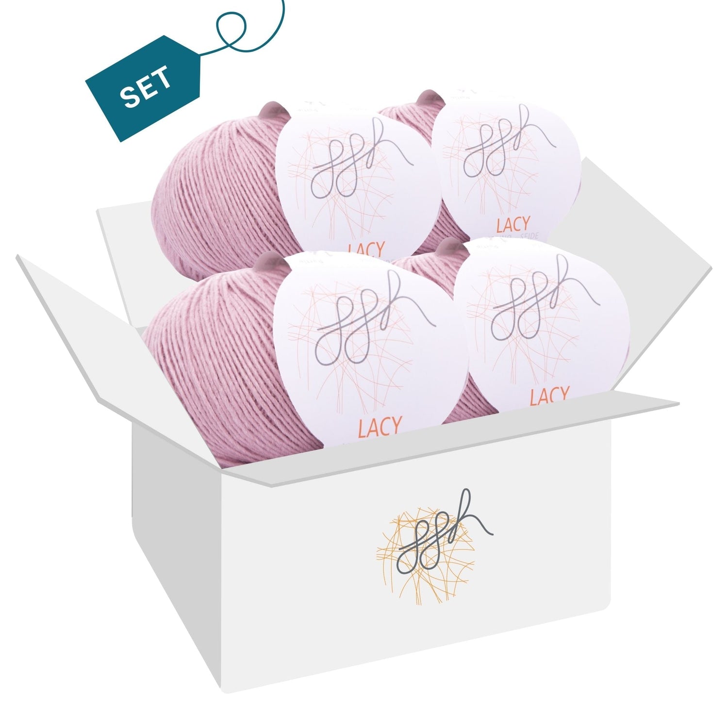 ggh Lacy | Set mit 4 x 25g (insg. 100g) - 015 - Pastell Rosa - ggh Wolle