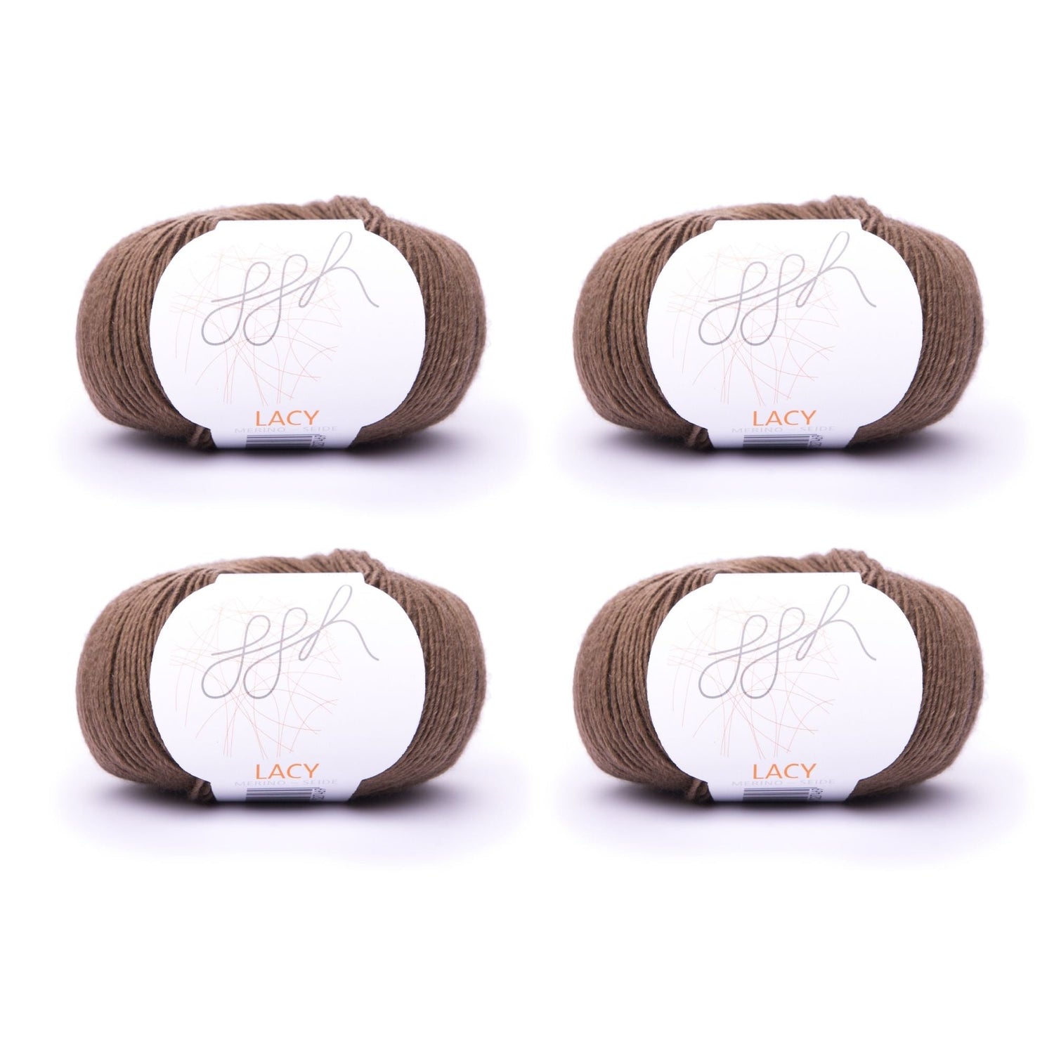 ggh Lacy | Set mit 4 x 25g (insg. 100g) - 018 - Braun - ggh Wolle