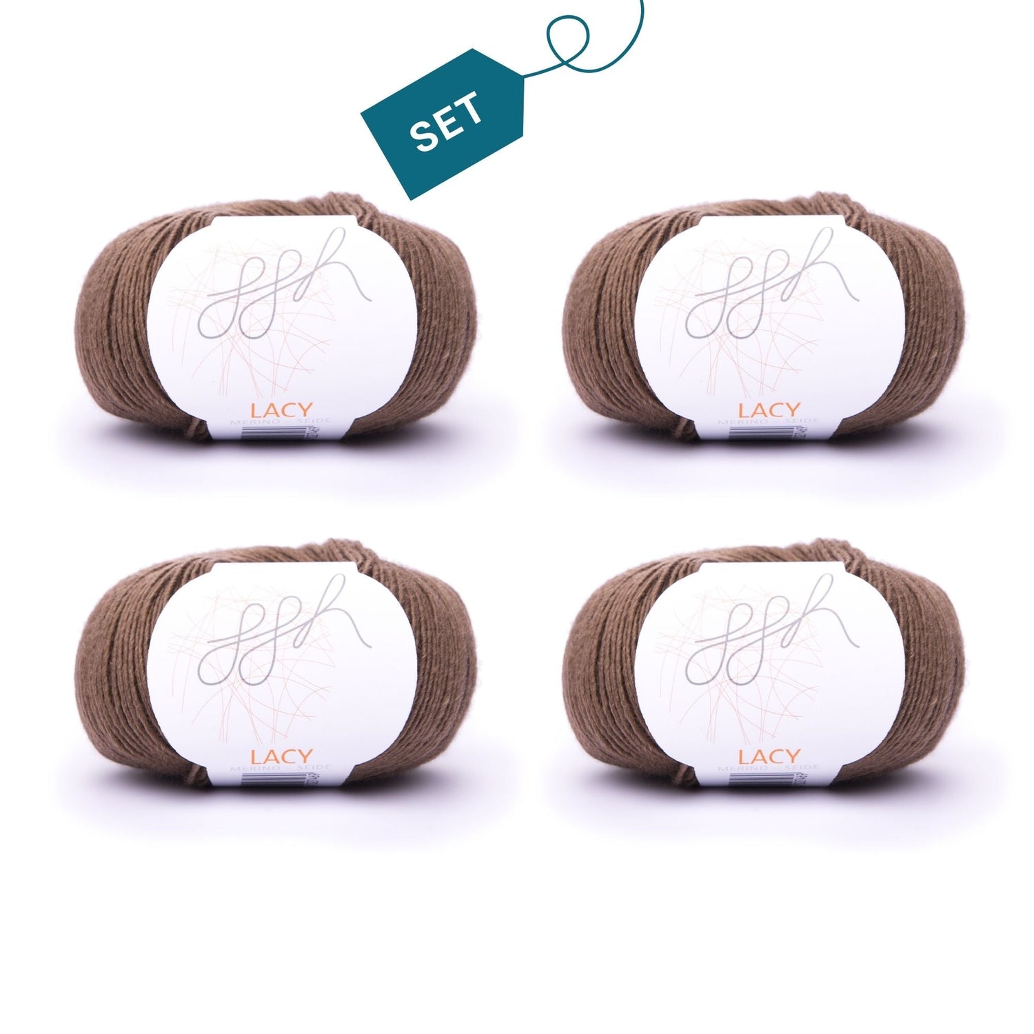 ggh Lacy | Set mit 4 x 25g (insg. 100g) - 018 - Braun - ggh Wolle