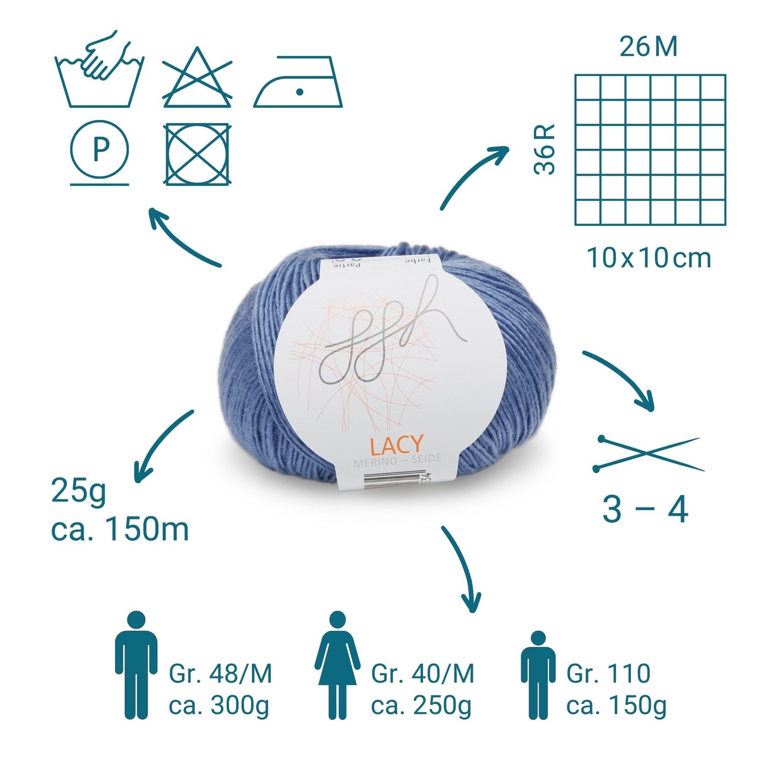 ggh Lacy | Set mit 4 x 25g (insg. 100g) - 021 - Blau - ggh Wolle