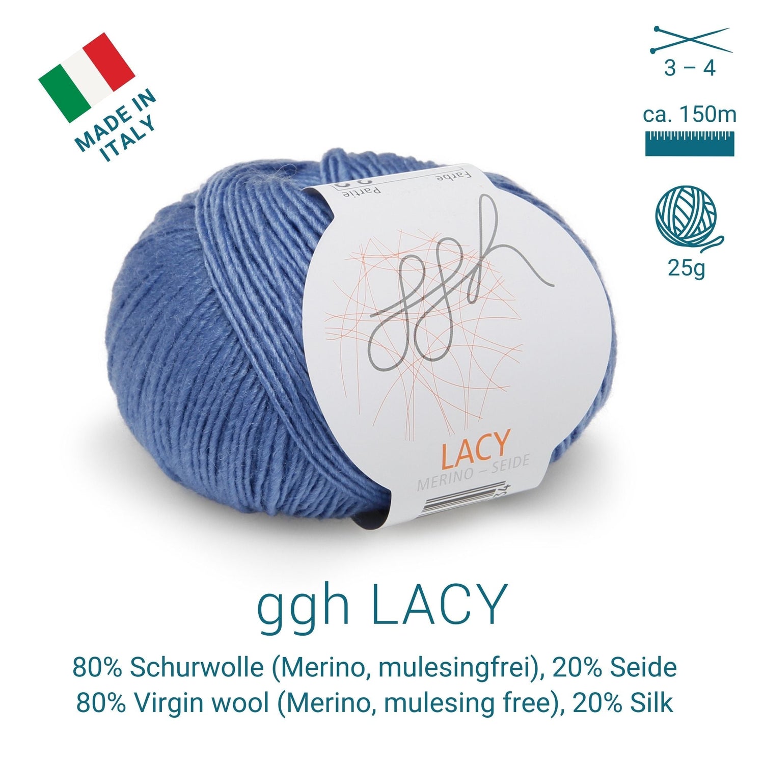 ggh Lacy | Set mit 4 x 25g (insg. 100g) - 021 - Blau - ggh Wolle