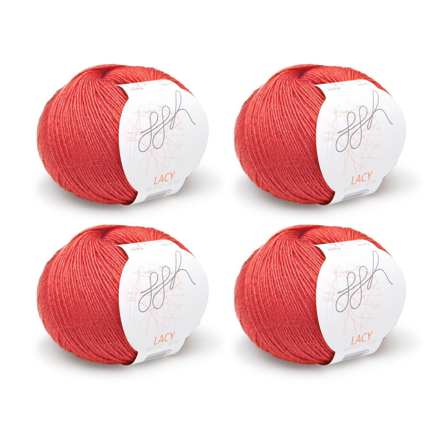 ggh Lacy | Set mit 4 x 25g (insg. 100g) - 027 - Marsrot - ggh Wolle