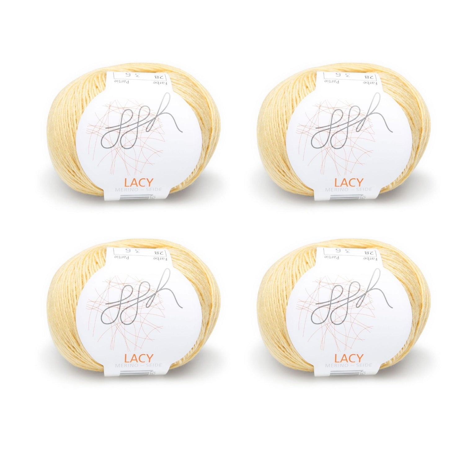 ggh Lacy | Set mit 4 x 25g (insg. 100g) - 028 - Senfgelb - ggh Wolle