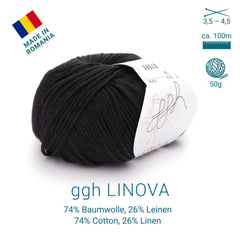 ggh Linova | 100% Baumwolle | 100m/50g | 001 - Schwarz - ggh Wolle