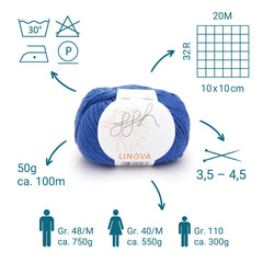 ggh Linova | 100% Baumwolle | 100m/50g | 039 - Mittelblau - ggh Wolle