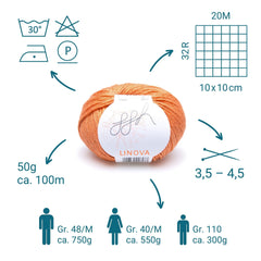 ggh Linova | 100% Baumwolle | 100m/50g | 072 - Mandarine - ggh Wolle