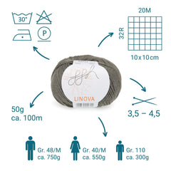 ggh Linova | 100% Baumwolle | 100m/50g | 073 - Khaki - ggh Wolle