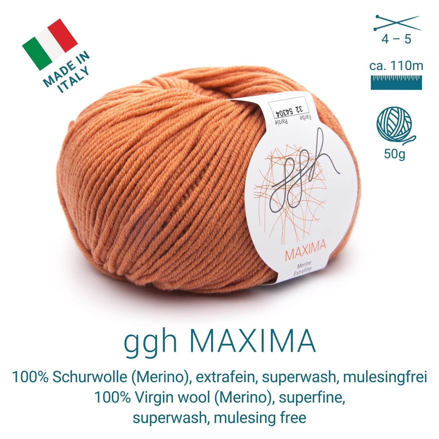 ggh Maxima Box | 300g Set (6x50g) – 032 – Rostorange - ggh Wolle