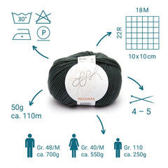 ggh Maxima | Merinowolle | 110m/50g | 009 - Grüner Schiefer - ggh Wolle