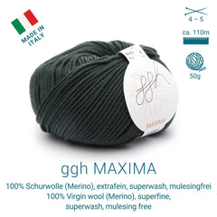 ggh Maxima | Merinowolle | 110m/50g | 009 - Grüner Schiefer - ggh Wolle