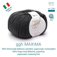 ggh Maxima | Merinowolle | 110m/50g | 028 - Anthrazit - ggh Wolle