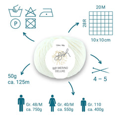 ggh Merino Deluxe - 300g Set (6x50g) - 002 - Weiß - ggh Wolle