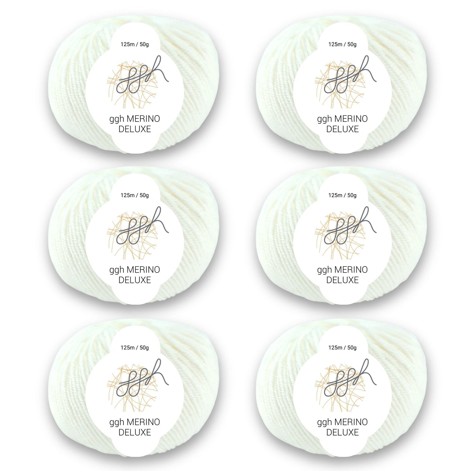 ggh Merino Deluxe - 300g Set (6x50g) - 002 - Weiß - ggh Wolle