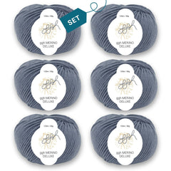 ggh Merino Deluxe - 300g Set (6x50g) - 004 - Mittelgrau - ggh Wolle