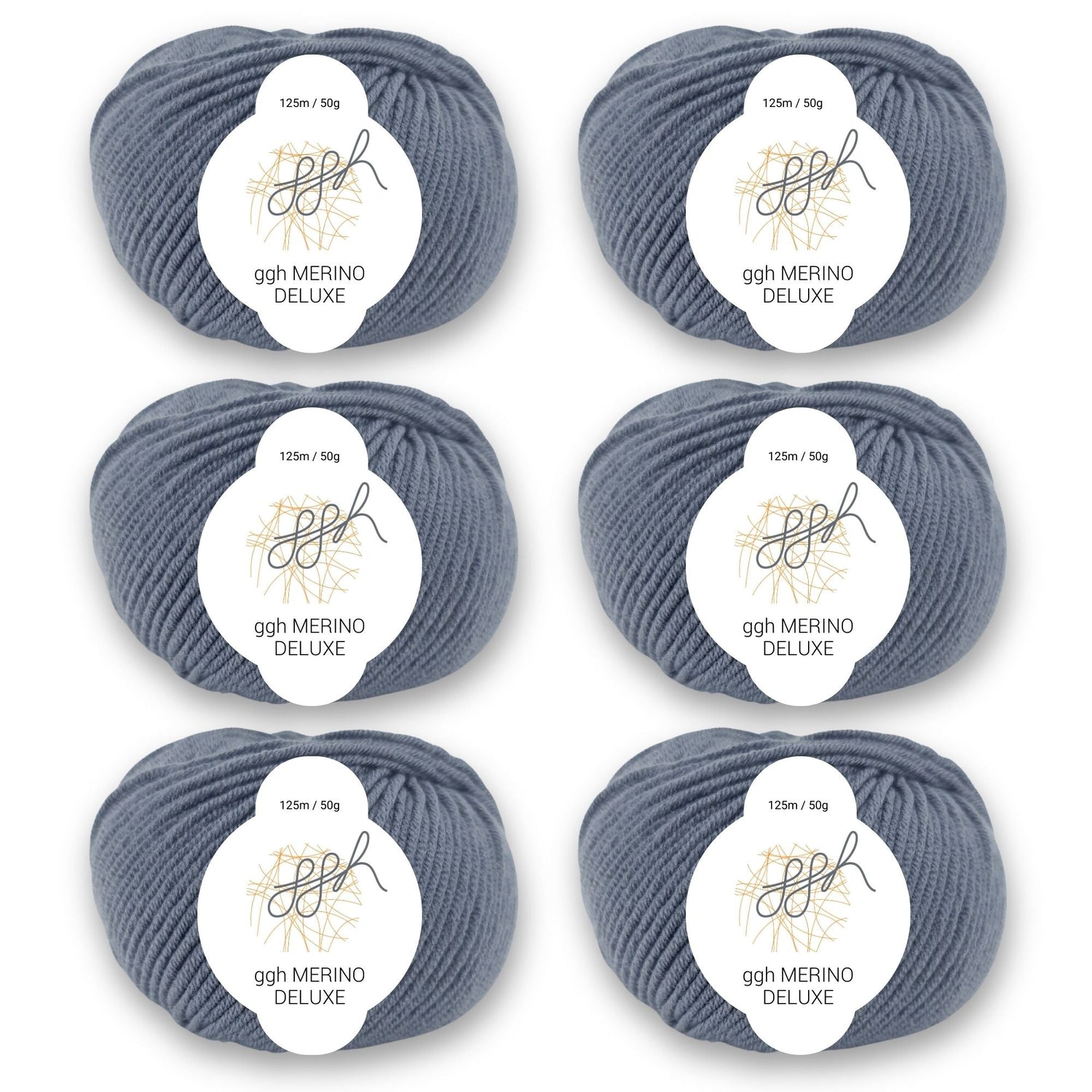 ggh Merino Deluxe - 300g Set (6x50g) - 004 - Mittelgrau - ggh Wolle