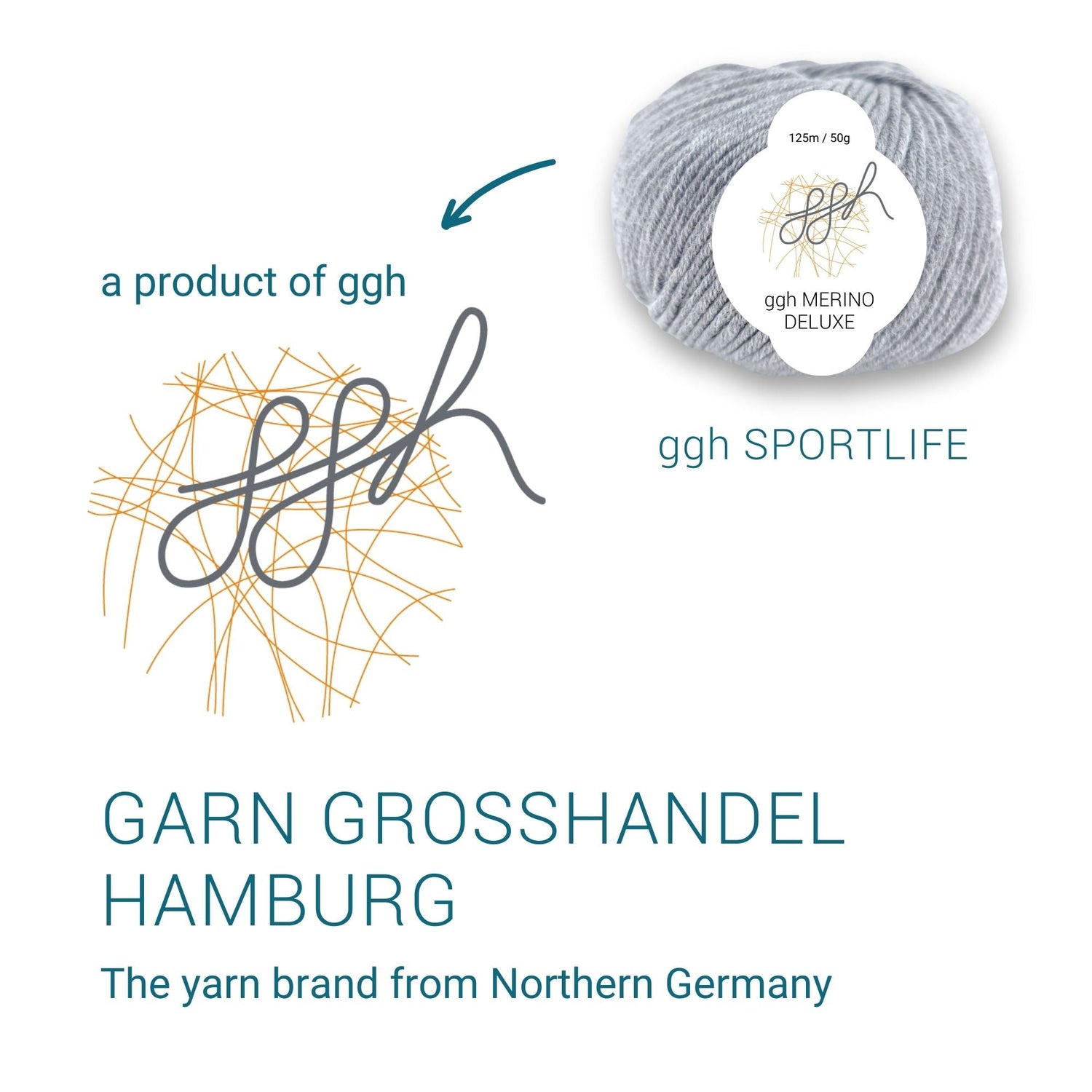 ggh Merino Deluxe - 300g Set (6x50g) - 005 - Grau - ggh Wolle