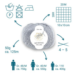 ggh Merino Deluxe - 300g Set (6x50g) - 005 - Grau - ggh Wolle